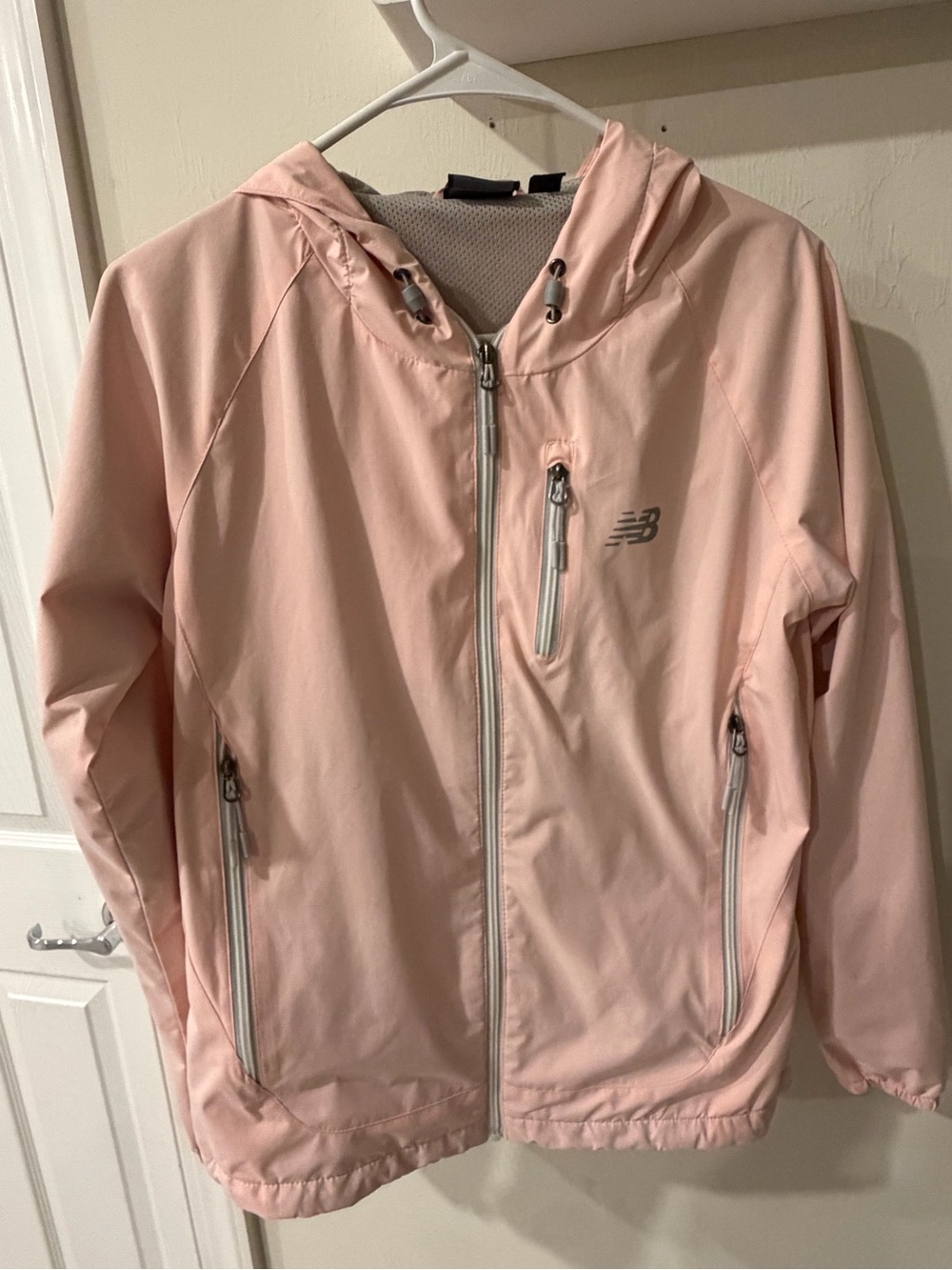 New Balance Women's Pale Pink Hooded Windbreaker Jacket